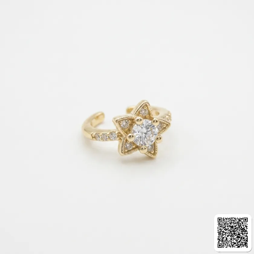 Ear Cuff Damen Gold Stern Zirkonia Ohrschmuck