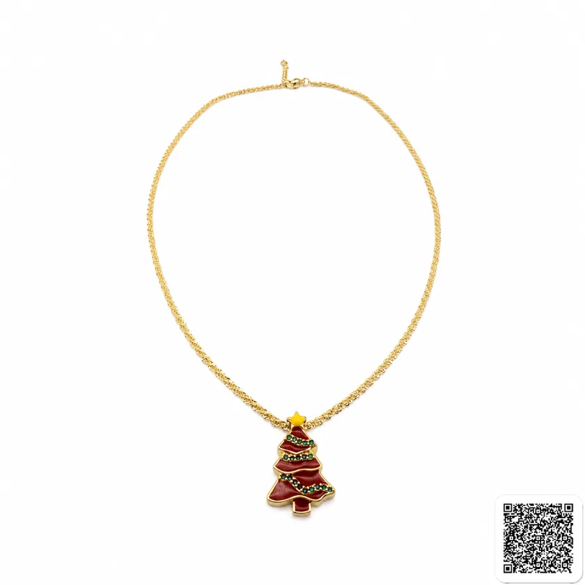 Weihnachtsbaum Halskette Damen Gold Festliche Weihnachts Kette