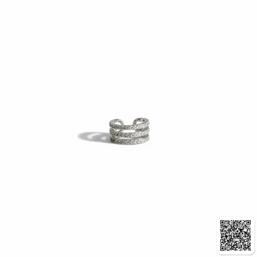 Silberfarbener Ear Cuff Mit Zirkonia