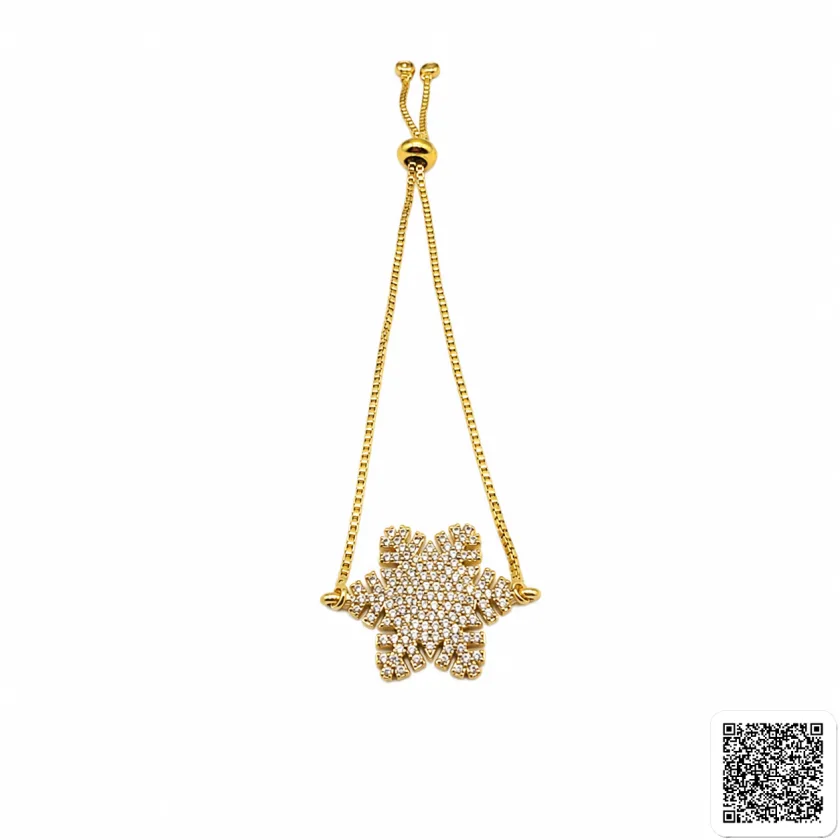 Elegantes Damen Armband Mit Funkelndem Blumenmotiv Goldfarbenes