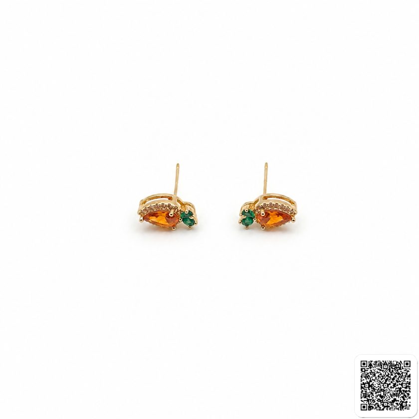 Karotten Ohrstecker Mit Orangefarbenem Kristall Damen Ohrringe