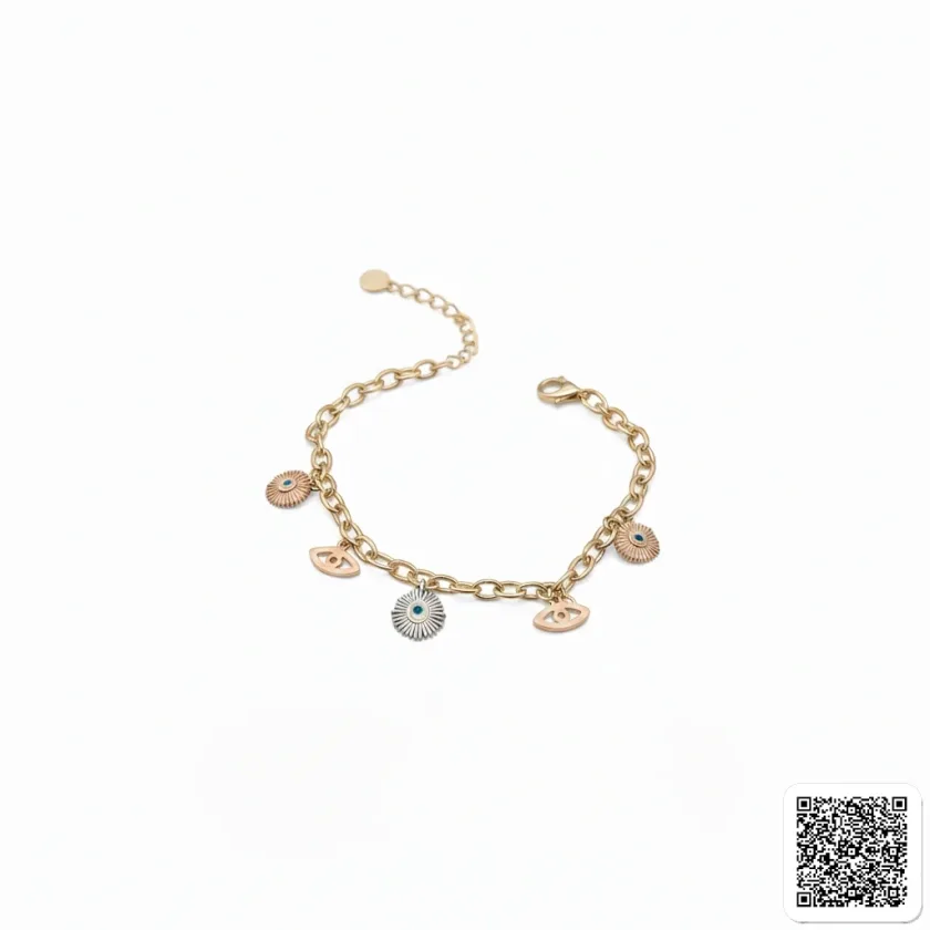 Elegantes Charm-Armband Mit Nazar-Auge Anhängern Goldfarben