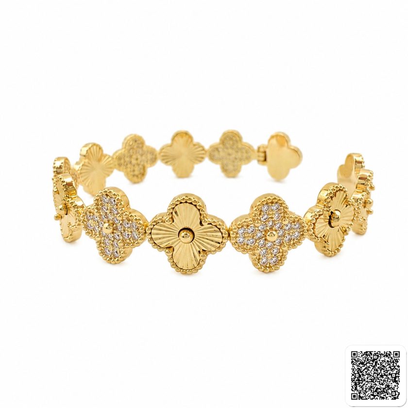 Elegantes Damen Armband Mit Blumenmotiv Und Funkelnden