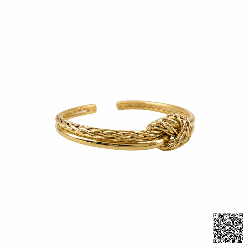 Eleganter Offener Armreif Mit Knoten-Design In Goldoptik