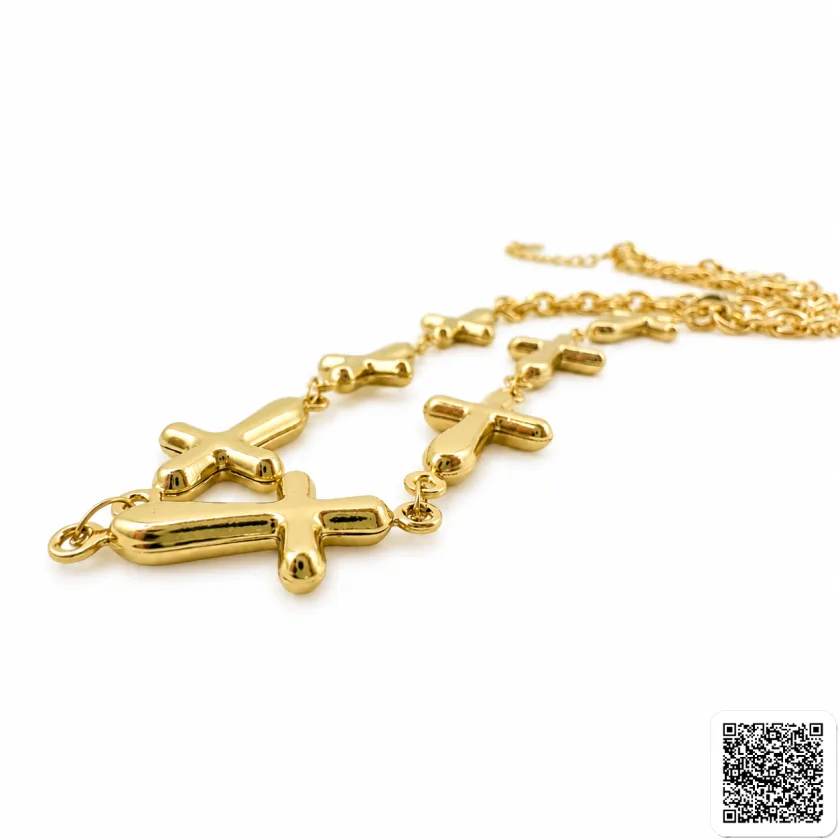 Luxuriöse Goldfarbene Kreuz Halskette Für Damen Eleganter