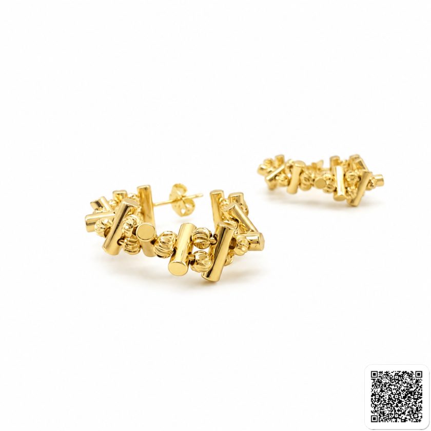 Geometrische Damen Ohrringe Gold Moderne Statement Ohrstecker