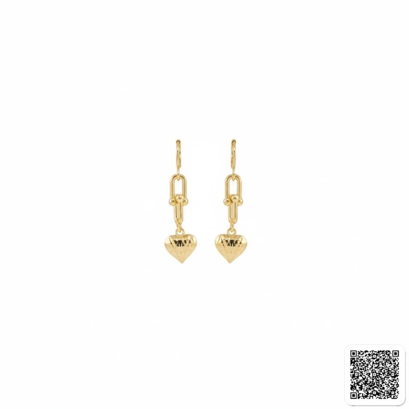 Goldfarbene Herz-Hängeohrringe Elegante Mini Creolen