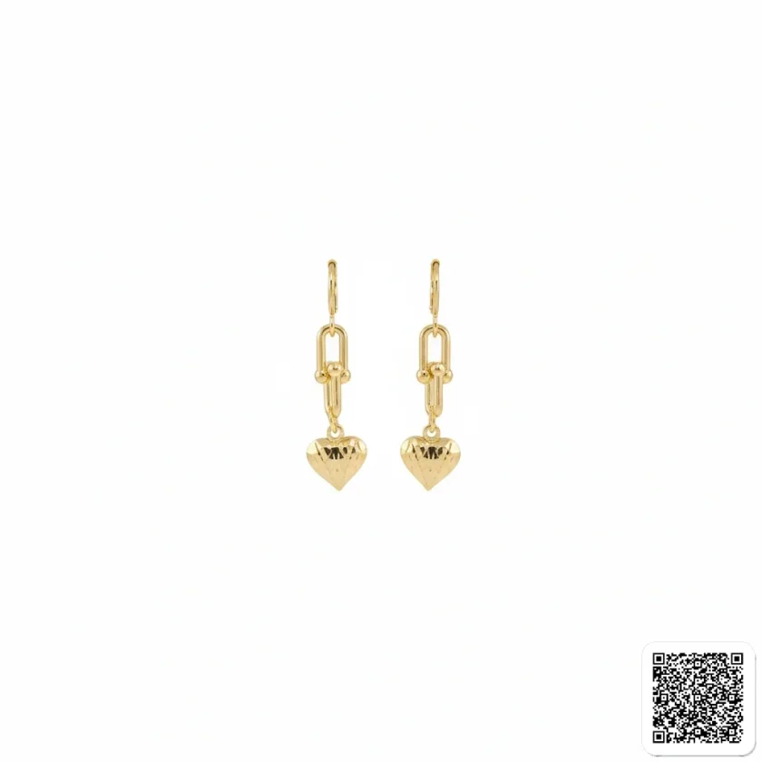 Goldfarbene Herz-Hängeohrringe Elegante Mini Creolen