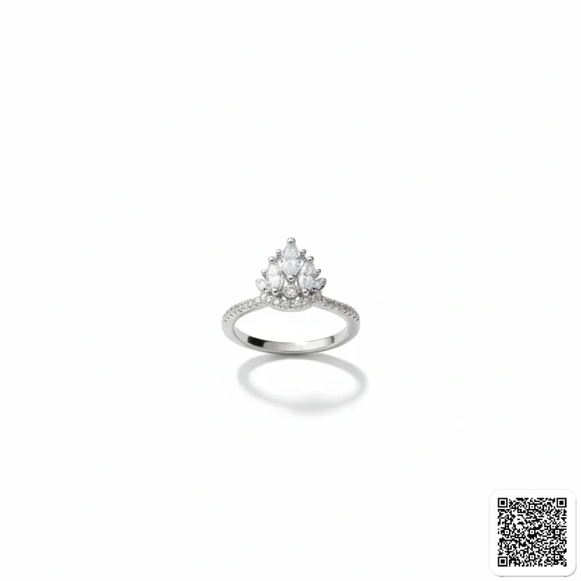 Eleganter Lotus-Zirkonia-Ring In Silberoptik
