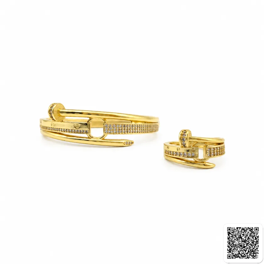 Nagel Schmuckset Damen Gold & Silber Eleganter Armreif Mit Ring