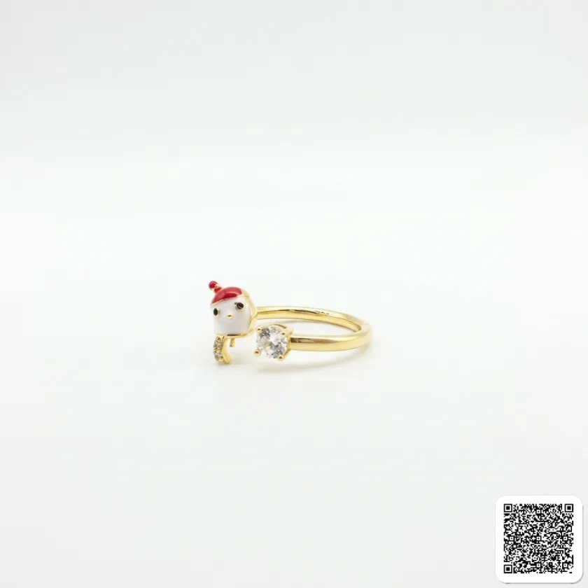 Verstellbarer Goldfarbener Weihnachtsring Mit Santa-Motiv Und