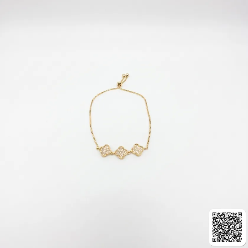Vergoldetes Damen Armband Mit Zirkonia Kleeblatt Elegantes