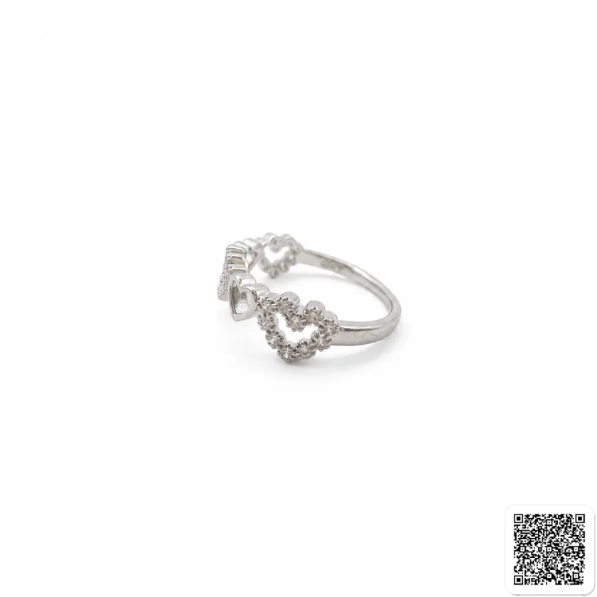 Eleganter Herz Ring Silber Mit Funkelndem Blumenmotiv
