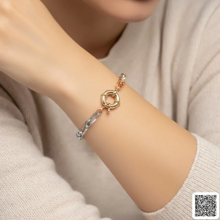 Elegantes Dreifarbiges Gliederarmband Für Damen