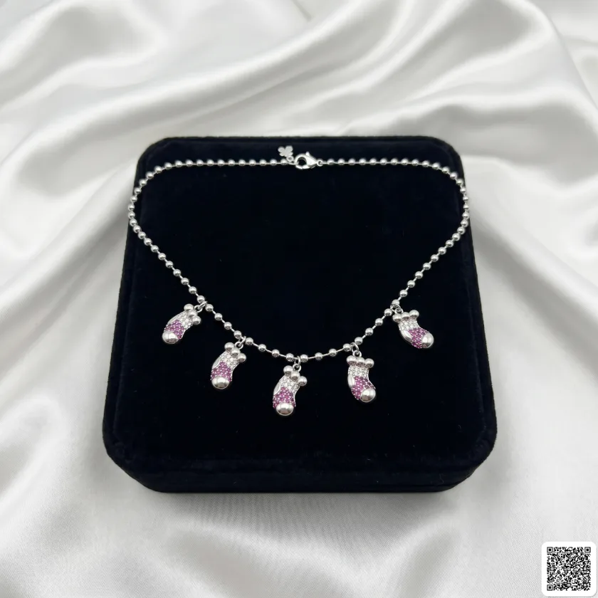 Süße Bärentatzen Halskette Mit Rosa Zirkonia Für Damen Elegante