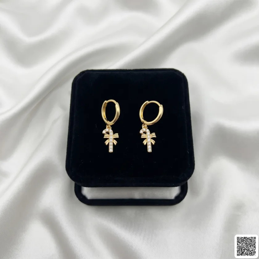 Elegantes Goldfarbenes Schmuckset Mit Palmenanhängern Halskette &