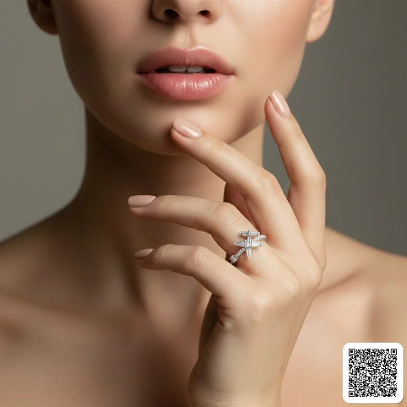 Eleganter Silberring Mit Funkelnden Baguette-Zirkonia Modernes