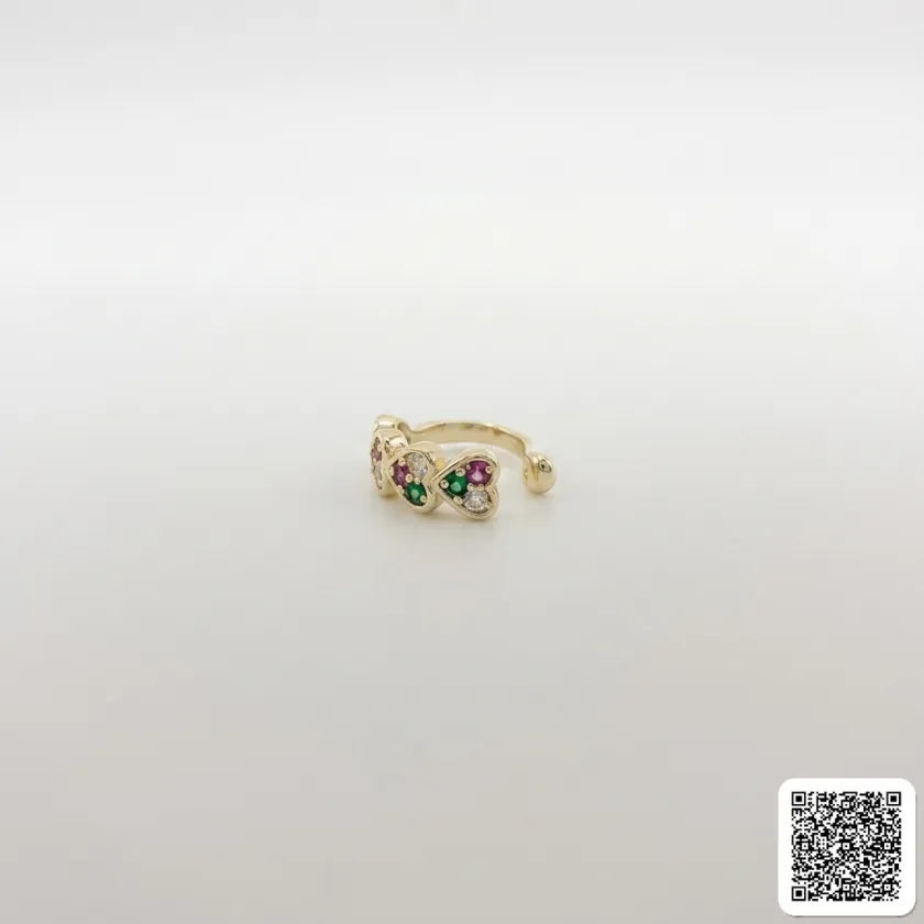 Bunter Ear Cuff Goldfarben mit Schmucksteinen – Elegante Ohrklemme