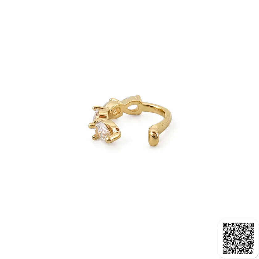 Goldfarbener Ear Cuff mit drei Tropfen-Schmucksteinen