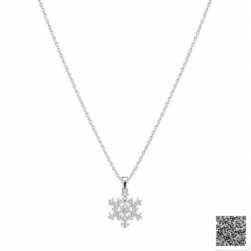 Schneeflocken Halskette Silber Zirkonia Winter Kette Damen