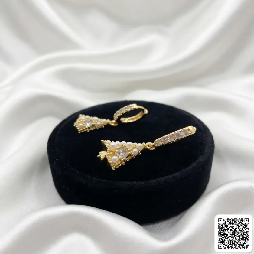 Perlen-Hängeohrringe In Gold Elegantes Vintage-Design